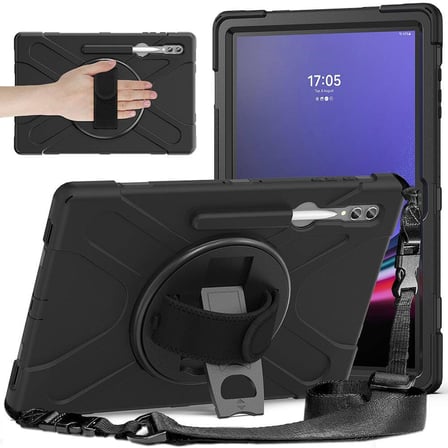 Samsung Galaxy Tab S11 Ultra SM-X930 X936B ile Uyumlu Kılıf Silikon Ayarlanabilir Standlı Darbe Korumalı Askılı Tank Tablet Kılıfı