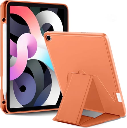 iPad Tablet İle Uyumlu Kılıf Lüks Kadife İç Kaplamalı Suni Deri Mıknatıslı Standlı Tablet Arka Kapak (Turuncu, iPad 9.Nesil 10.2 İnch)