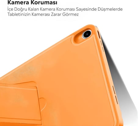 iPad Tablet İle Uyumlu Kılıf Lüks Kadife İç Kaplamalı Suni Deri Mıknatıslı Standlı Tablet Arka Kapak (Turuncu, iPad 9.Nesil 10.2 İnch)