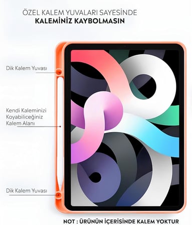 iPad Tablet İle Uyumlu Kılıf Lüks Kadife İç Kaplamalı Suni Deri Mıknatıslı Standlı Tablet Arka Kapak (Turuncu, iPad 9.Nesil 10.2 İnch)