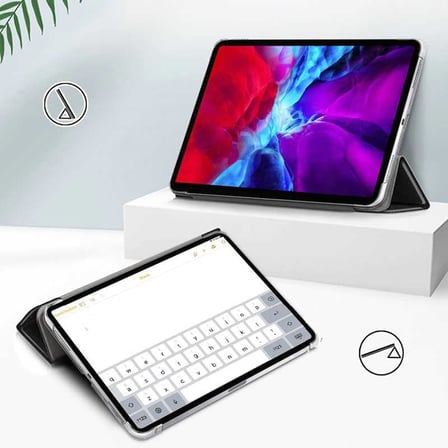 Samsung Galaxy Tab S6 Lite SM-P610 P613 P615 P617 P619 ile Uyumlu Kılıf 2 Farklı Stand Olabilen Arka Kısım Şeffaf Sert Silikon İnce Hafif Tablet Kılıfı Mavi