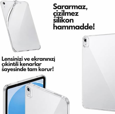 Samsung Galaxy S6 Lite P610 İle Uyumlu Kılıf Kamera Lens Korumalı Şeffaf Silikon Tablet Kılıfı Sova