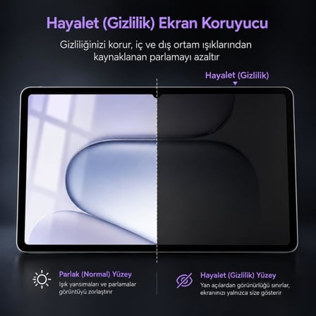 Honor Pad 20/ Pad 20 Pro İle Uyumlu Hayalet Ekran Koruyucu 12.1 İnç Yandan Görünmeyen Anti-Spy Gizlilik (Privacy) Koruması, 9H Nano Kırılmaz Esnek Cam, Parlama Ve Parmak İzi Önleyici
