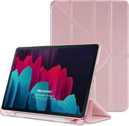 Samsung Galaxy Tab S10 FE için Kılıf Origami Pencil Rose Gold [Galaxy Tab S10 FE X520 ile Uyumlu Kılıf - Rose Gold]