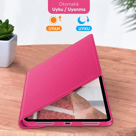Apple iPad Yatay ve Dikey Standlı 360 Derece Döner Tablet Kılıfı (iPad Pro 4.Nesil 11 Pembe)