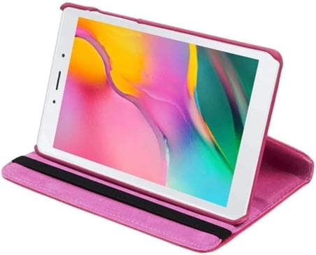 Samsung Galaxy Tab A7 T500 Yatay ve Dikey Standlı 360 Derece Döner Tablet Kılıfı Pembe