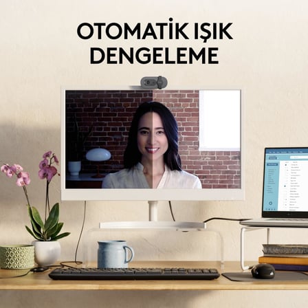 BRIO 100 Full HD Web Kamerası, Toplantı ve Yayın Amaçlı, Otomatik Işık Dengesi, Dahili Mikrofon, Gizlilik Kapağı, USB-A, Microsoft Teams, Google Meet, Zoom ile Uyumlu, Siyah