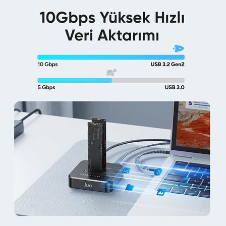 JHD38 Dual M.2 NVMe SSD Offline Clone Docking Station 16TB Type-C 10Gbps USB 3.2 Klon Fonksiyonlu Disk İstasyonu