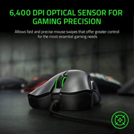 Deathadder Essential (2021) Kablolu Oyun Faresi (Optik Sensor, 6400 Dpi, 5 Programlanabilir Dugme, Ergonomik Form Faktoru) Siyah