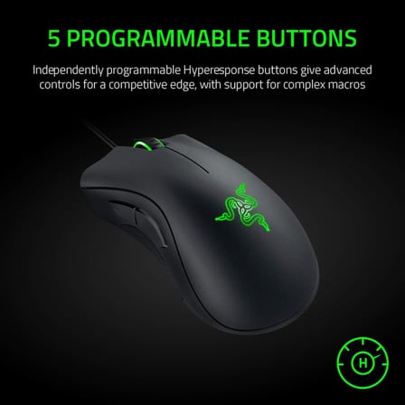 Deathadder Essential (2021) Kablolu Oyun Faresi (Optik Sensor, 6400 Dpi, 5 Programlanabilir Dugme, Ergonomik Form Faktoru) Siyah