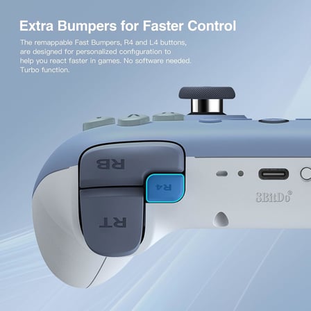Ultimate 2C Wireless Controller for Windows PC and Android, with 1000Hz Polling Rate, Hall Effect Joysticks and Hall Triggers, and Remappable L4/R4 Bumpers, Turbo Function (Dark Blue)
