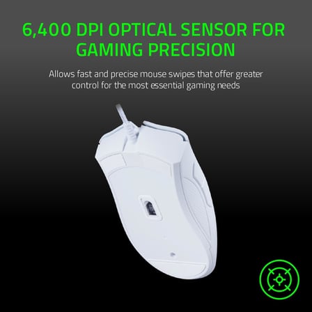 Deathadder Essential (2021) Kablolu Oyun Faresi (Optik Sensor, 6400 Dpi, 5 Programlanabilir Dugme, Ergonomik Form Faktoru) Pc | Beyaz