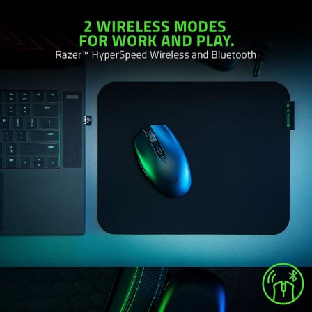 Orochi V2 - 950 Saate Kadar Pil Ömrü ile Mobil Kablosuz Oyun Faresi (Ultra Hafif Tasarım, HyperSpeed ​​Kablosuz ve Bluetooth, 2. Nesil Mekanik Fare Anahtarları) Siyah