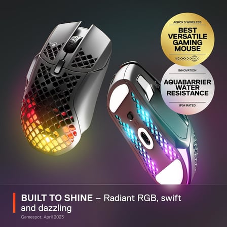Aerox 5 Wireless Gaming Mouse - 74 Gram, 9 Tuşlu - Bluetooth/2,4 GHz – IP54 Suya ve Toza Dayanıklı - PC/MAC - Siyah