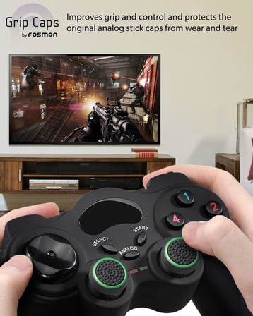 Analog çubuk, Joystick, Thumbstick başlıkları, koruyucu kapak, kulplar, silikon kapaklar, PS5 | PS4 | PS3 | Gamepad - Siyah/Yeşil - 4 adet