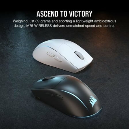 M75 kablosuz RGB hafif FPS oyun faresi – 26.000 DPI – değiştirilebilir yan tuşlar – iCUE uyumlu – PC – beyaz