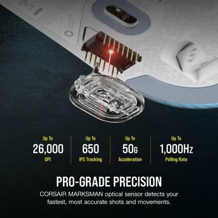 M75 kablosuz RGB hafif FPS oyun faresi – 26.000 DPI – değiştirilebilir yan tuşlar – iCUE uyumlu – PC – beyaz