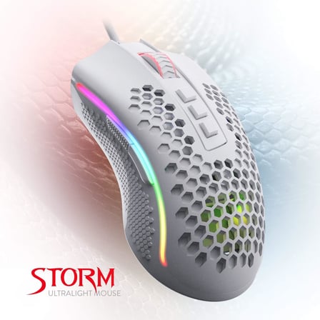 M808 Storm Ultralight Kablolu Oyun Faresi, 85g Hafif Petek Kabuk - 12.400'e Kadar Ayarlanabilir DPI - Optik Sensör - 7 Programlanabilir Düğme - PC Oyuncuları için - Beyaz