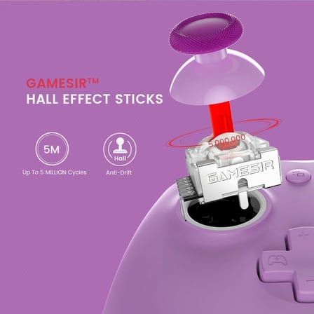 Xbox Series X|S, Xbox One ve Windows 10/11 için G7 SE kablolu oyun kumandası, Hall efektli Joysticks/Hall Trigger, 3,5 mm ses jakı - lila