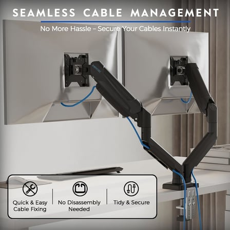 15-32 İnç Çiftli Gazlı Amortisörlü Monitör Kolu, Her Kol 9 kg’a Kadar, VESA 75x75/100x100