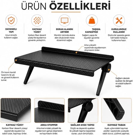 Monitör Üstü Stand Organizer Düzenleyici Raf TV Üstü Stand Ekran Üstü Raf Kurulumsuz Ayarlanabilir Monitör Rafı Masaüstü Düzenleyici Kaymaz Yüzey TV Rafı