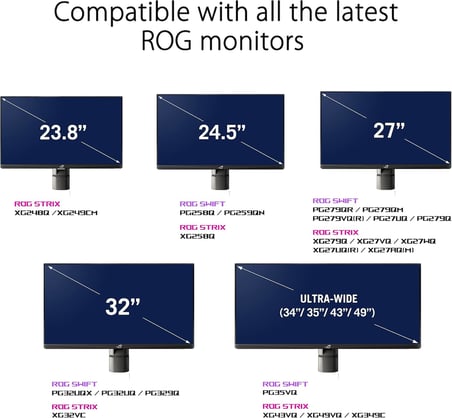 ROG Monitör Masa Montaj Kiti ACL01 Çoğu 24 "ila 49" PG ve XG Serisi Modelini Destekler, Olmayan Monitör, Montaj Tabanı, C kelepçesi, Hızlı ve Kolay Kurulum ile Uyumlu Değil