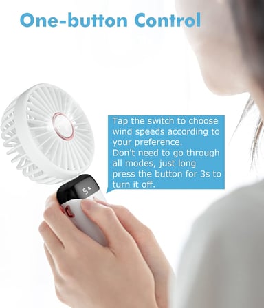 El Fanı, Taşınabilir Mini Fan, Şarj Edilebilir, 5 Hız Ayarlı Küçük Cep Fanı, Dahili 4200mAh Pil, Ofis için Katlanabilir USB Fan, Dış Mekan