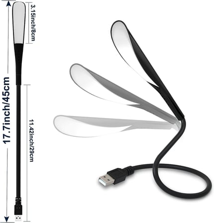 USB lamba, kısılabilir USB ışık, 2,8W esnek klavye ışığı, PC bilgisayar için, 14 LED inci, 3 kademeli ayarlanabilir parlaklık, açma/kapama dokunmatik şalteri, D10 USB LED (Siyah)