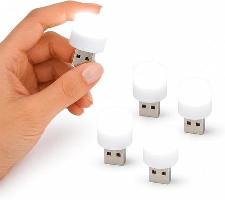 5 Adet Usb Mini Led Lamba, Beyaz Işık, Tak Çalıştır, Kompakt USB Aydınlatma