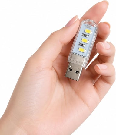 Flash Disk Görünümlü 2'li USB Mini LED Gece Lambası Beyaz Işık Tak Çalıştır