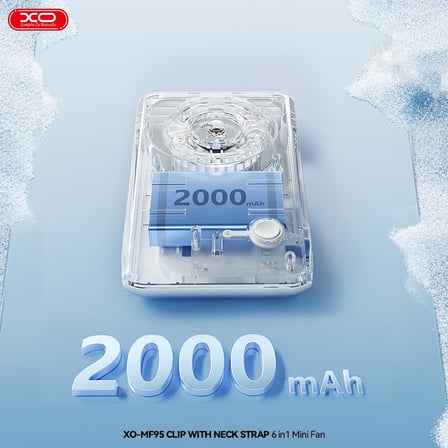 6in1 Taşınabilir Mini Fan – 2000mAh Şarjlı, Klipsli Bebek Arabası ve Çalışma Masası Uyumlu, Masaüstü Braketi ile 9 Saat Çalışma, 3 Hız Modu, Katlanabilir Tasarım, MF95, Beyaz
