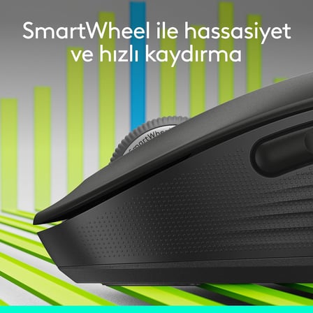 Signature M650 Kablosuz Mouse, Küçük ve Orta Boy Sağ El için, 4000 DPI, Sessiz, Bluetooth, Logi Bolt USB Alıcı, 24 Ay Pil Ömrü, Siyah