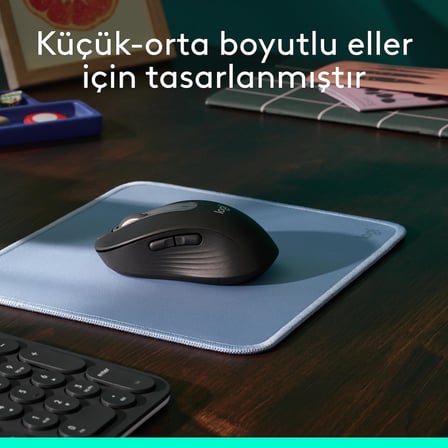 Signature M650 Kablosuz Mouse, Küçük ve Orta Boy Sağ El için, 4000 DPI, Sessiz, Bluetooth, Logi Bolt USB Alıcı, 24 Ay Pil Ömrü, Siyah