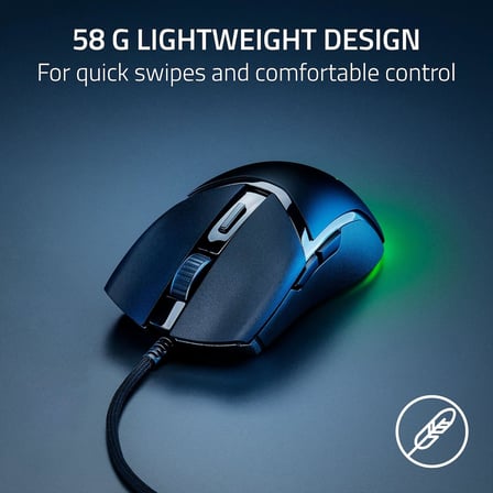 Cobra - Chroma RGB'ye sahip hafif kablolu oyun faresi (tüy hafifliğinde 57g, 3-Nesil optik fare anahtarları, gövde altı aydınlatmalı Chroma aydınlatma, hassas sensör ayarları) Siyah