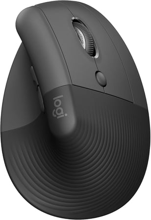 Lift Kablosuz Ergonomik Dikey Mouse, 57° Dikey Açı, 4000 DPI, Sessiz, Küçük ve Orta Eller İçin, Bluetooth, Logi Bolt USB Alıcı, 24 Ay Pil Ömrü, Siyah