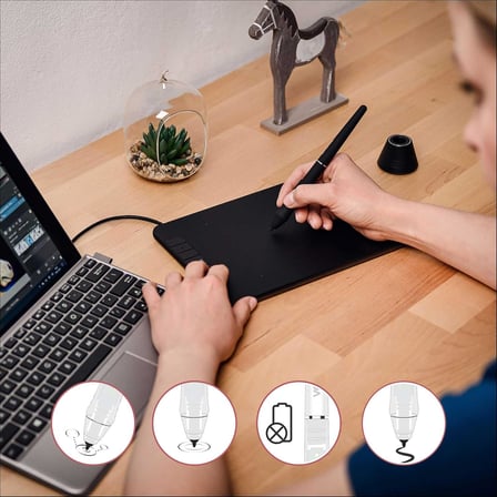 VK640 6x4" 6 Kısayol Tuşlu Grafik Tablet+Kalem