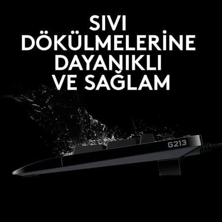 G213 RGB Kablolu Oyuncu Klavyesi, LIGHTSYNC Teknolojisi, Sıvı Dökülmesine Dayanıklı, Özel Medya Denetimleri, Türkçe Q Klavye, Siyah