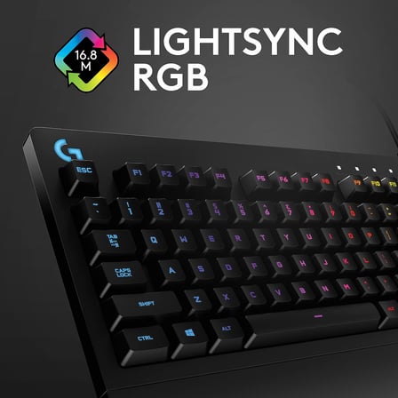 G213 RGB Kablolu Oyuncu Klavyesi, LIGHTSYNC Teknolojisi, Sıvı Dökülmesine Dayanıklı, Özel Medya Denetimleri, Türkçe Q Klavye, Siyah