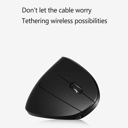 Ergonomik Dikey Kablosuz Mouse, 2.4 GHz USB Alıcı ve Bluetooth Bağlantılı, Type-C Şarjlı, 6 Tuşlu, Ayarlanabilir DPI, Windows Mac Linux Uyumlu | 7043 Siyah