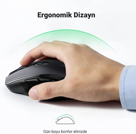 Dizüstü Bilgisayar Kablosuz Fare Ergonomik Sessiz Tıklama USB Fare, Hassas Takip Bilgisayar Faresi, Gecikmesiz Duyarlı 18 Aylık Pil Ömrü, 4000 DPI Ayarlanabilir