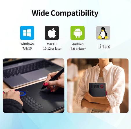 A15 Pro 10x6 İnç Profesyonel Grafik Tablet, 16384 Yüksek Seviye Basınç Hassasiyetli Profesyonel 5080 LPI Grafik Tasarım Tablet+ Kalem