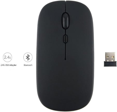Şarj Edilebilir Tüm Cihazlara Uyumlu Sessiz Hızlı 2,4+5.0 Kablosuz Mouse (Siyah)