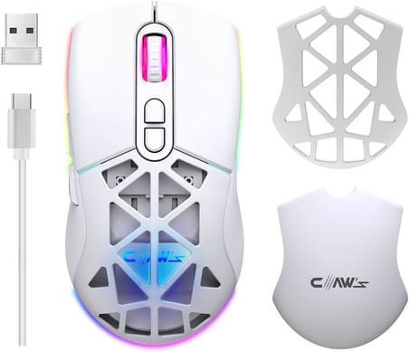 Nexus Air Kablosuz 10000 Dpi Pixart PMW3325 Sensör Makro Yazılımlı & Değiştirilebilir Kapaklı RGB Kablosuz Gaming Mouse - Beyaz