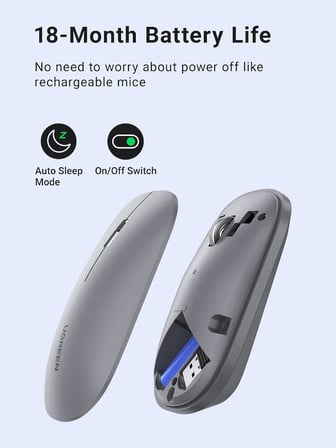 Kablosuz Fare, 2,4 Ghz Usb Bağlantısı, Maks. 4000 Dpi, 18 Ay Pil Ömrü. Pc, Mac, Dizüstü Bilgisayar, Windows 11, 10, 8.1, 7, Macos, Linux Ile Uyumlu (Gri)