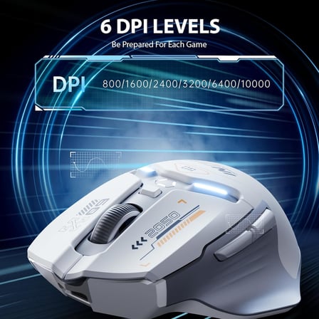 Kablosuz Oyun Faresi, Gerçek Üç Modlu Bluetooth/Tip-C Kablolu/2.4G Kablosuz Fare, Tamamen Programlanabilir, 10000 DPl, RGB Arkadan Aydınlatmalı, Dizüstü PC Mac için Şarj Edilebilir Kablosuz