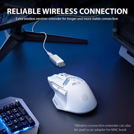 Kablosuz Oyun Faresi, Gerçek Üç Modlu Bluetooth/Tip-C Kablolu/2.4G Kablosuz Fare, Tamamen Programlanabilir, 10000 DPl, RGB Arkadan Aydınlatmalı, Dizüstü PC Mac için Şarj Edilebilir Kablosuz