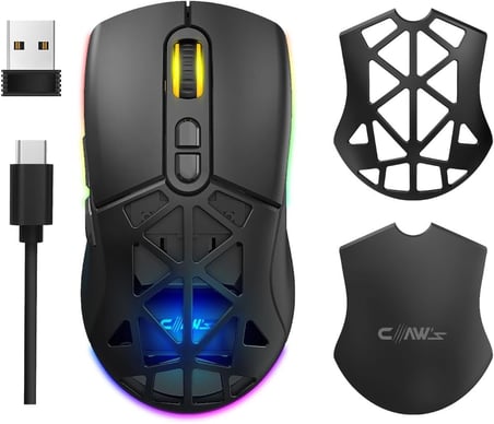 Nexus Air Kablosuz 10000 Dpi Pixart PMW3325 Sensör Makro Yazılımlı & Değiştirilebilir Kapaklı RGB Kablosuz Gaming Mouse - Siyah