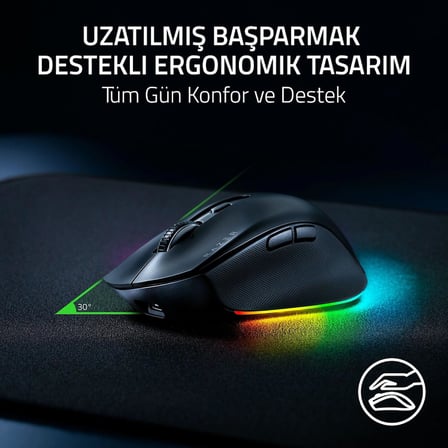Pro Click V2 - Kablosuz ergonomik mouse - AI Prompt Assist - 30K Optik Sensör - 3,5 ay pil ömrü (14 bölgeli Chroma RGB, HyperScroll eğilebilir mouse tekerleği) Siyah