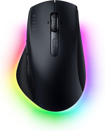 Pro Click V2 - Kablosuz ergonomik mouse - AI Prompt Assist - 30K Optik Sensör - 3,5 ay pil ömrü (14 bölgeli Chroma RGB, HyperScroll eğilebilir mouse tekerleği) Siyah