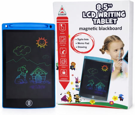 Baibian LCD Grafik Yazı Çizim Tableti, 8.5 inç Dijital Yazı Tahtası, Dokunmatik Kalemli, Çocuklar için Taşınabilir Çizim Tableti, Renk Seçenekli (kırmızı)